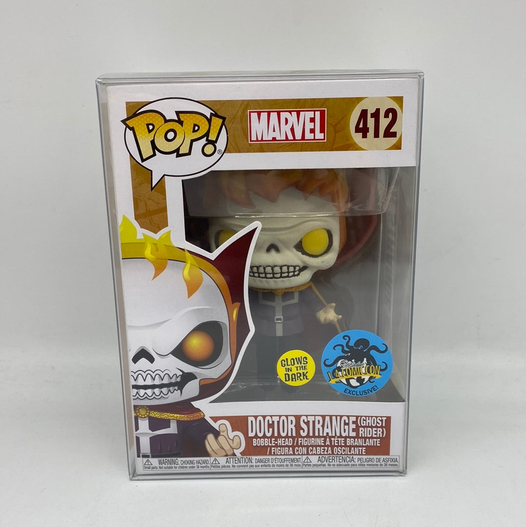 Funko Pop! Marvel: Doctor Strange (Ghost Rider) #412 Bobble-Head Glows in  the Dark LA Comic Con Exclusive