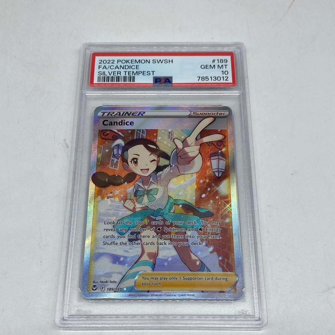PSA 10 GEM MINT Candice Silver Tempest Full Art Trainer Pokemon Card 1 PSA 10 GEM MINT Candice Silver Tempest Full Art Trainer Pokemon Card 1