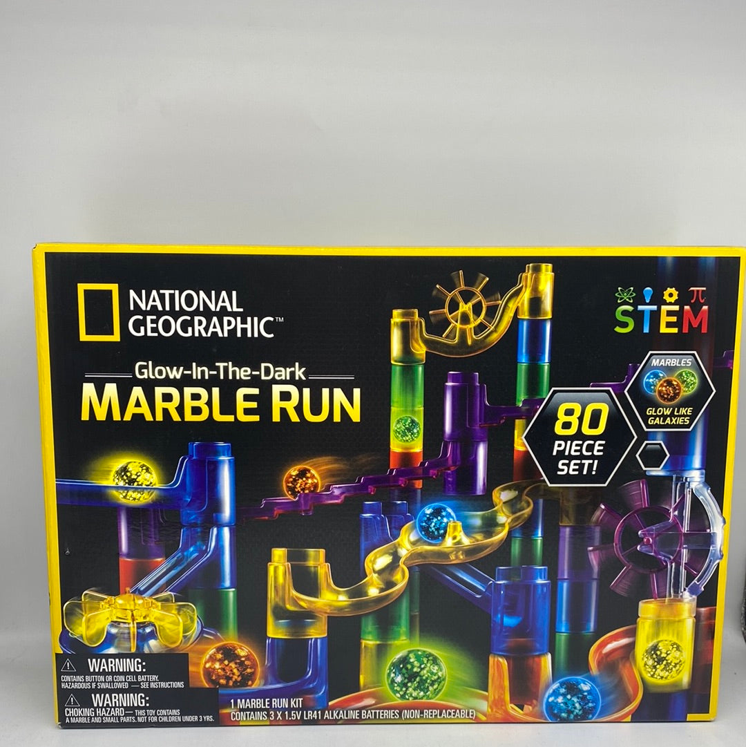 NATIONAL GEOGRAPHIC Glow In The Dark Marble Run 80 Piece Construction