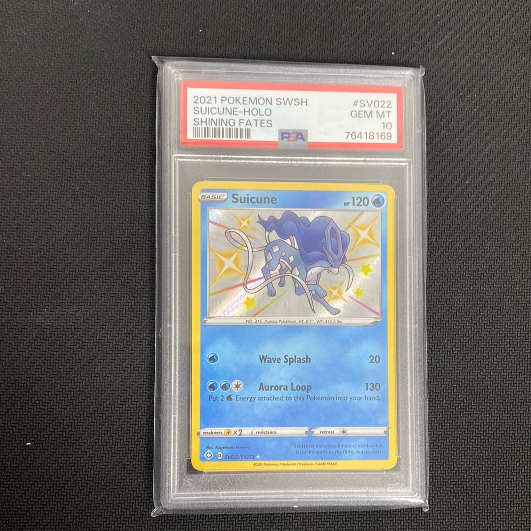 2021 SUICUNE SHINING FATES SHINY HOLO PSA 10 MINT #SV022 POKEMON CARD