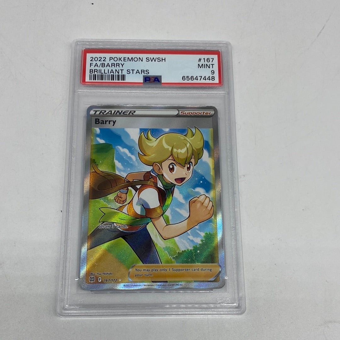 2022 Pokmon Brilliant Stars Full Art Barry Trainer 167 PSA 9 Mint 2022 Pokmon Brilliant Stars Full Art Barry Trainer 167 PSA 9 Mint