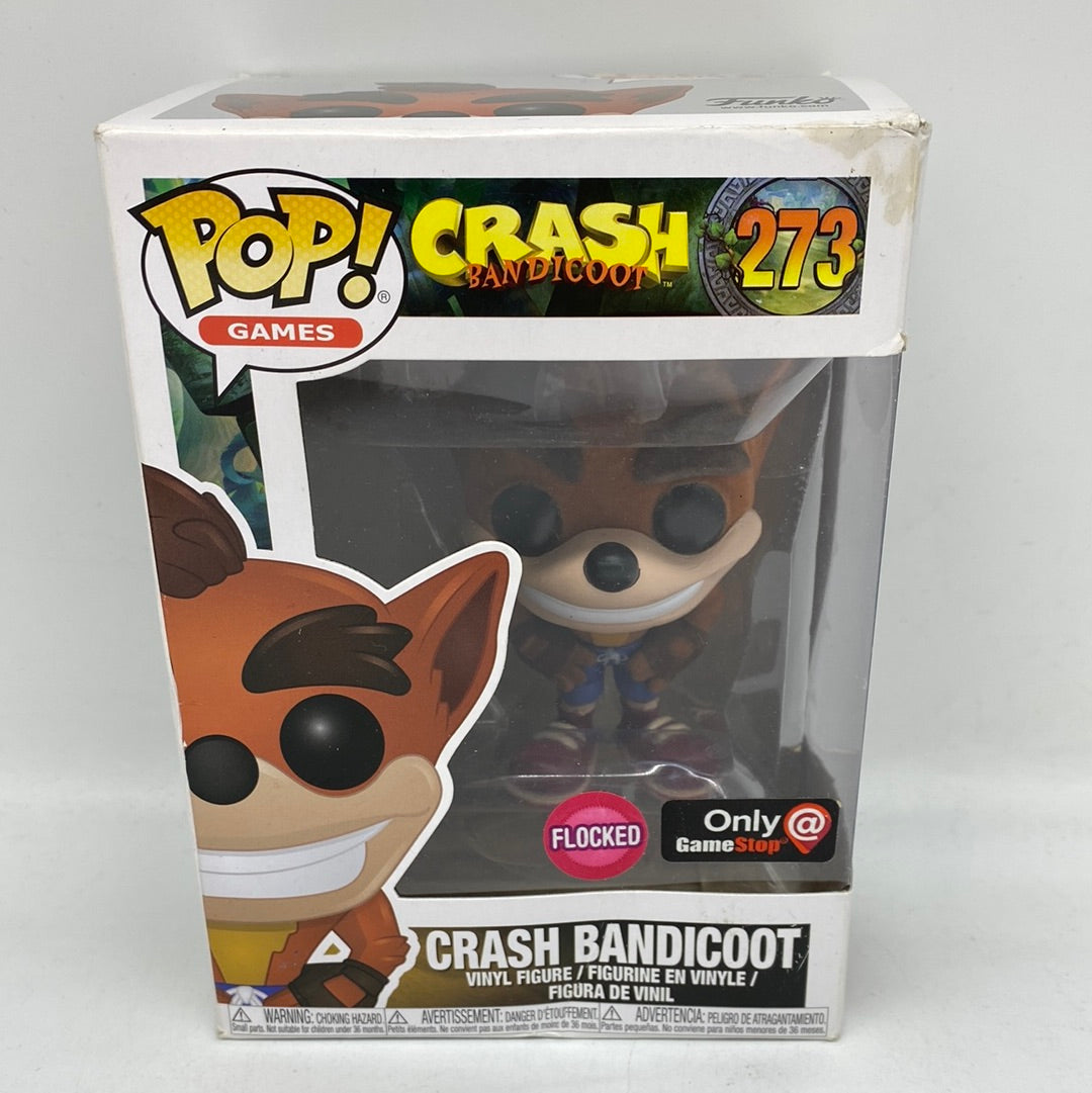 FUNKO pop Crash Bandicoot flocked gamestop exclusive FUNKO pop Crash Bandicoot flocked gamestop exclusive