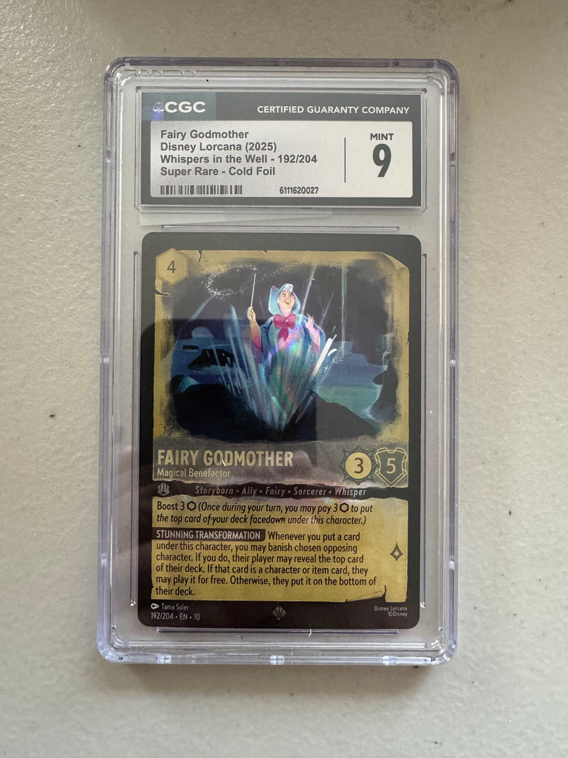 Disney Lorcana Fairy Godmother 192/204 Cold Foil Super Rare – CGC 9 Mint – Whispers in the Well