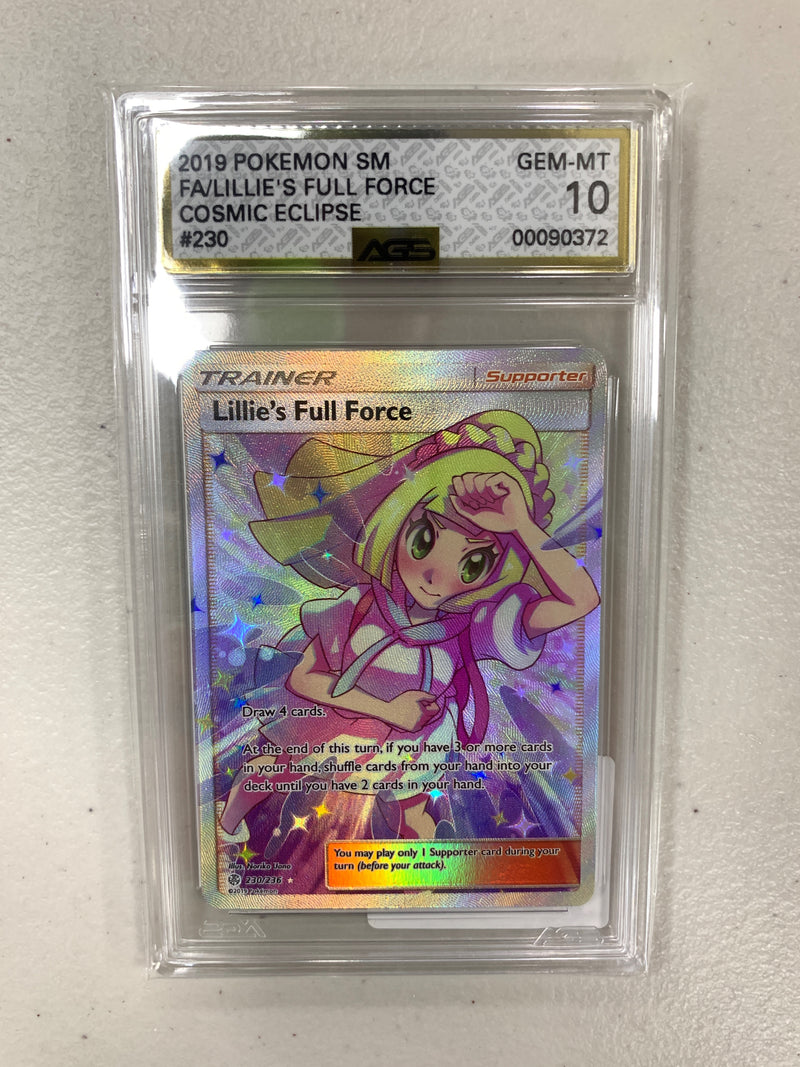 AGS Graded 2019 Pokemon SM Cosmic Eclipse Lillie's Full Force No. 230/236 10