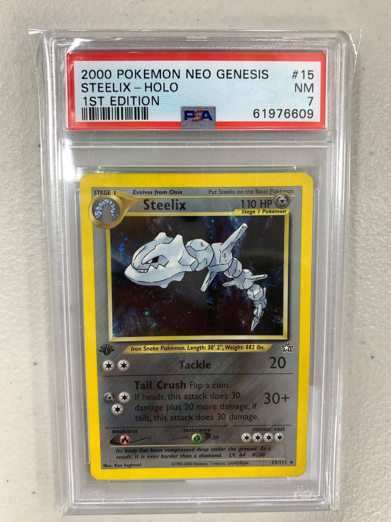 PSA Graded 2000 Pokemon Neo Genesis 1st Edition Steelix Holo No.015 7