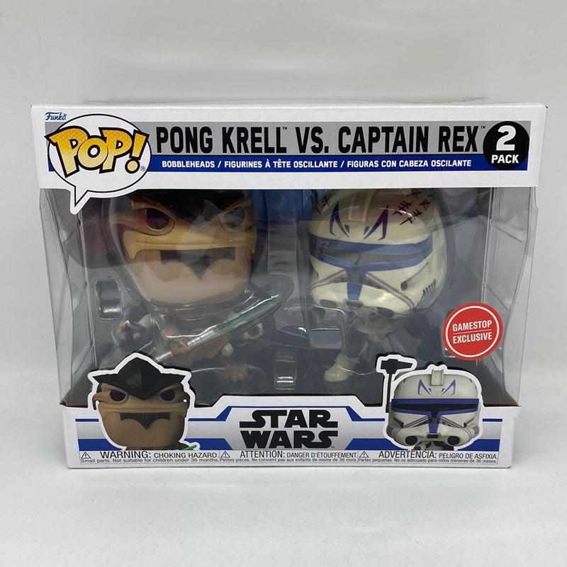 Funko Pop! Star Wars: Pong Krell vs. Captain Rex (2-Pack) Bobbleheads GameStop Exclusive DAMAGED