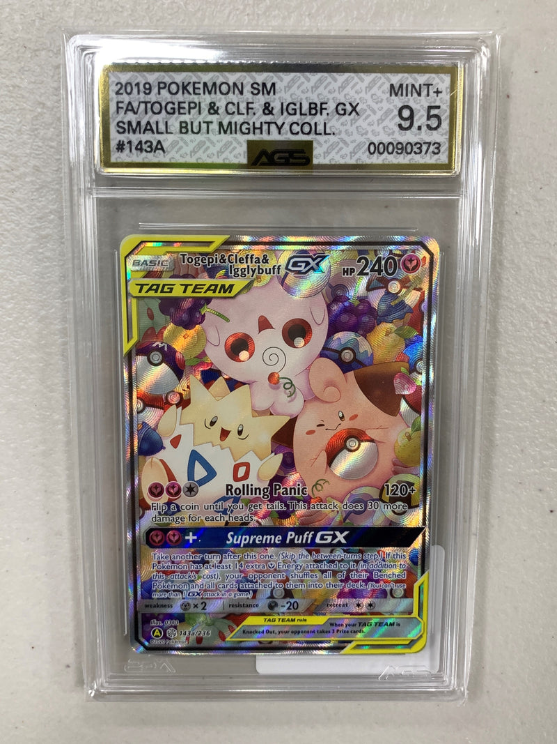 AGS Graded 2019 Pokemon SM Small but Mighty Collection Togepi & Cleffa & Igglybuff GX 143a/236 9.5