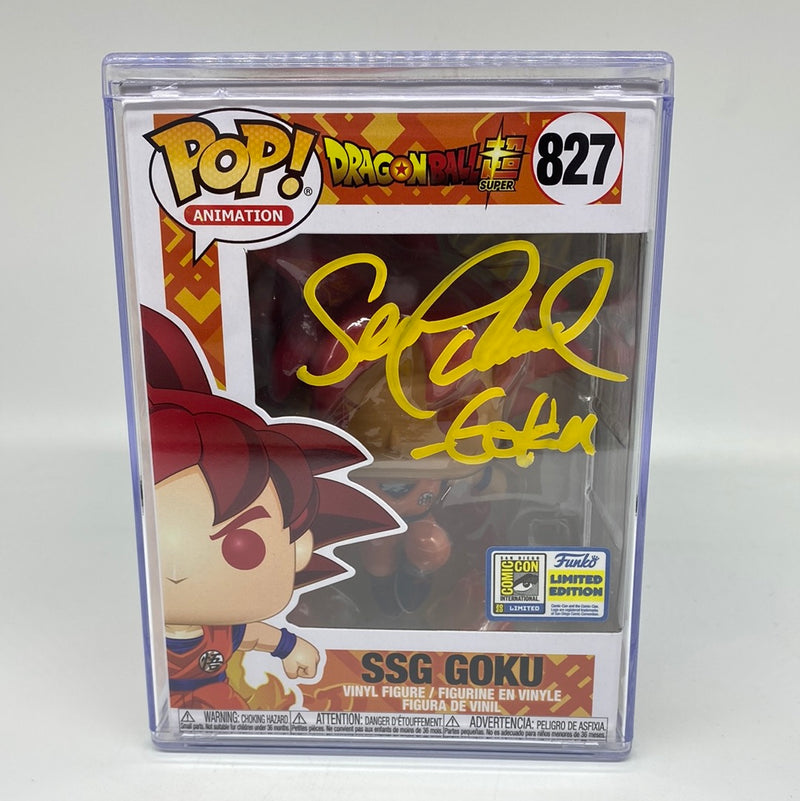 Funko Pop! Dragon Ball Super SSG Goku #827 SIGNED Vinyl Figure SDCC 20