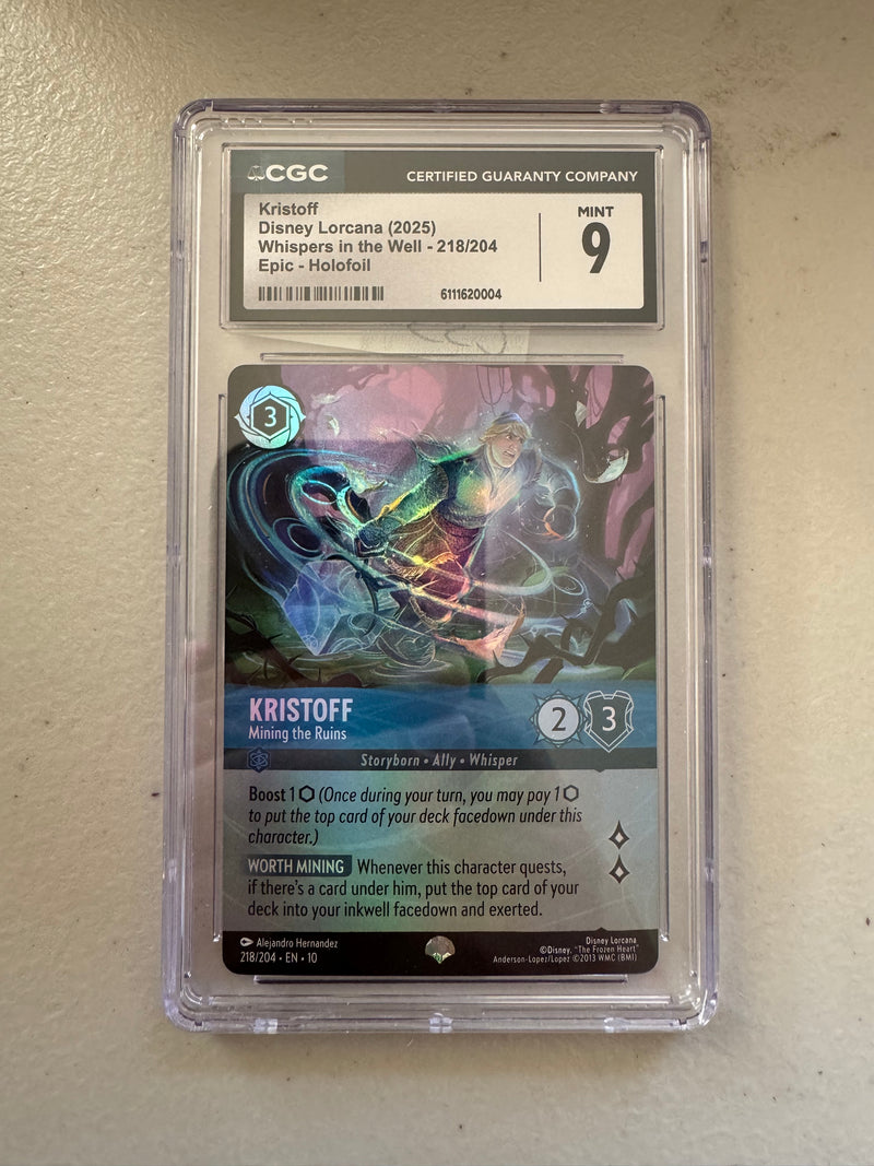 Disney Lorcana Kristoff – Mining the Ruins 218/204 Epic Holo – CGC 9 Mint