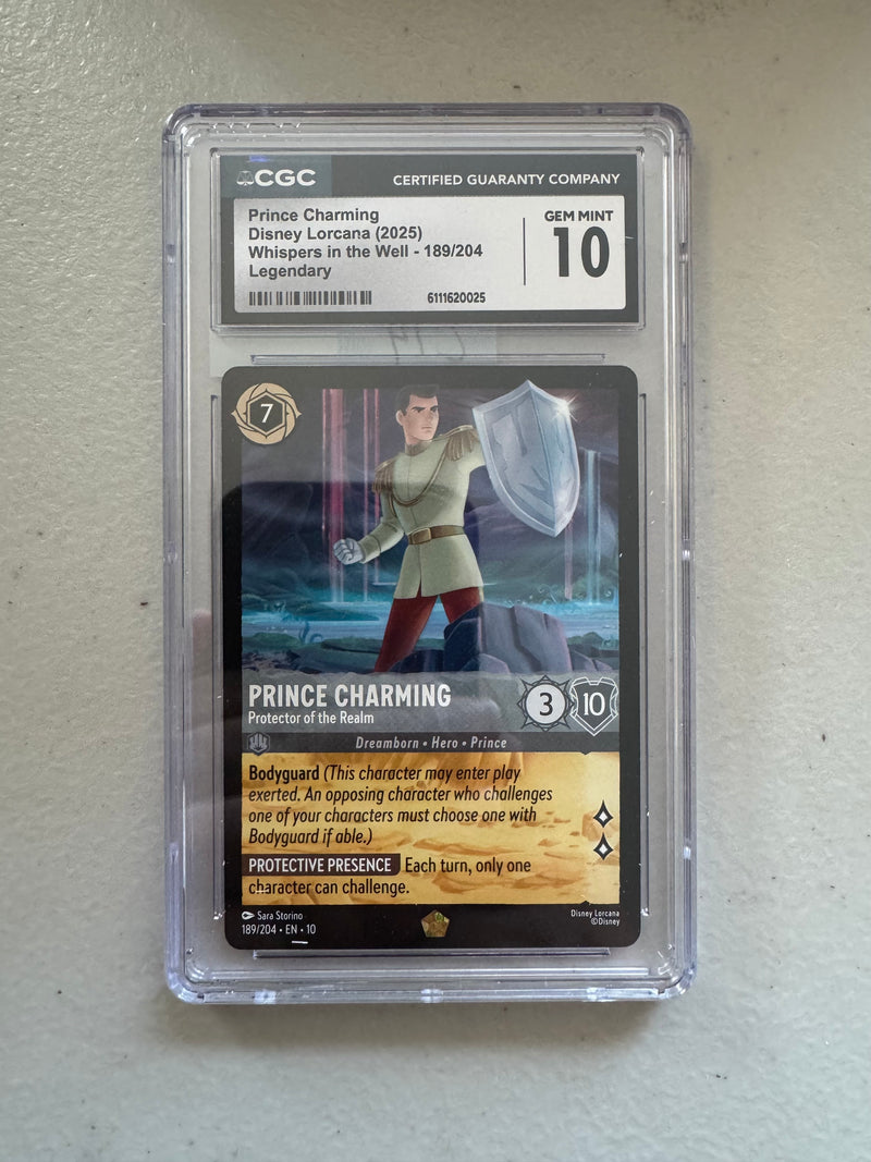 Disney Lorcana Prince Charming 189/204 Legendary – CGC 10 Gem Mint – Whispers in the Well