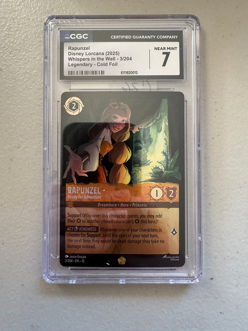 Disney Lorcana Rapunzel – Ready for Adventure 3/204 Legendary Cold Foil – CGC 7 Near Mint
