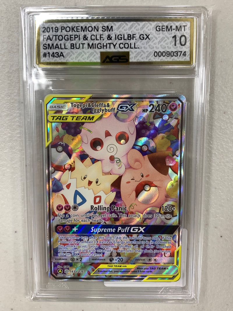 AGS Graded 2019 Pokemon SM Small but Mighty Collection Togepi & Cleffa & Igglybuff GX No.143a/236 10