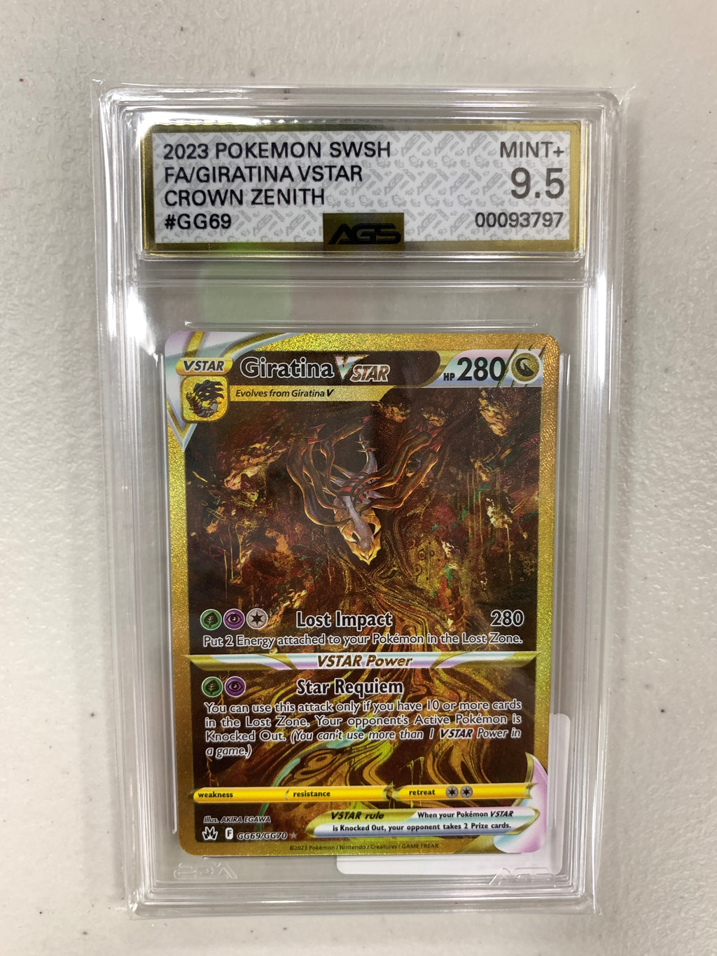 AGS Graded 2023 Pokemon Crown Zenith Giratina VSTAR No. GG69 9.5