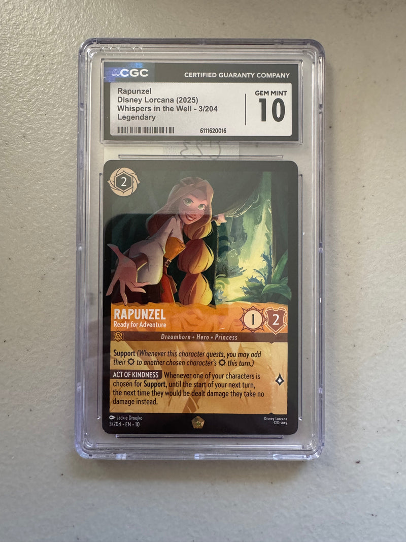 Disney Lorcana Rapunzel – Ready for Adventure #3/204 – Whispers in the Well – CGC 10 Gem Mint