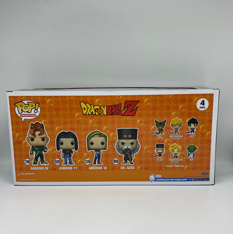 Funko Pop! Dragon Ball Z Android 16 Android 17 Android 18 Dr. Gero Vinyl Figures 4 Pack Special Edition