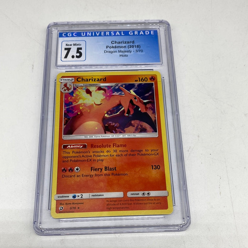 Charizard Pokemon 2018 Dragon Majesty -3/70 holo cgc 7.5