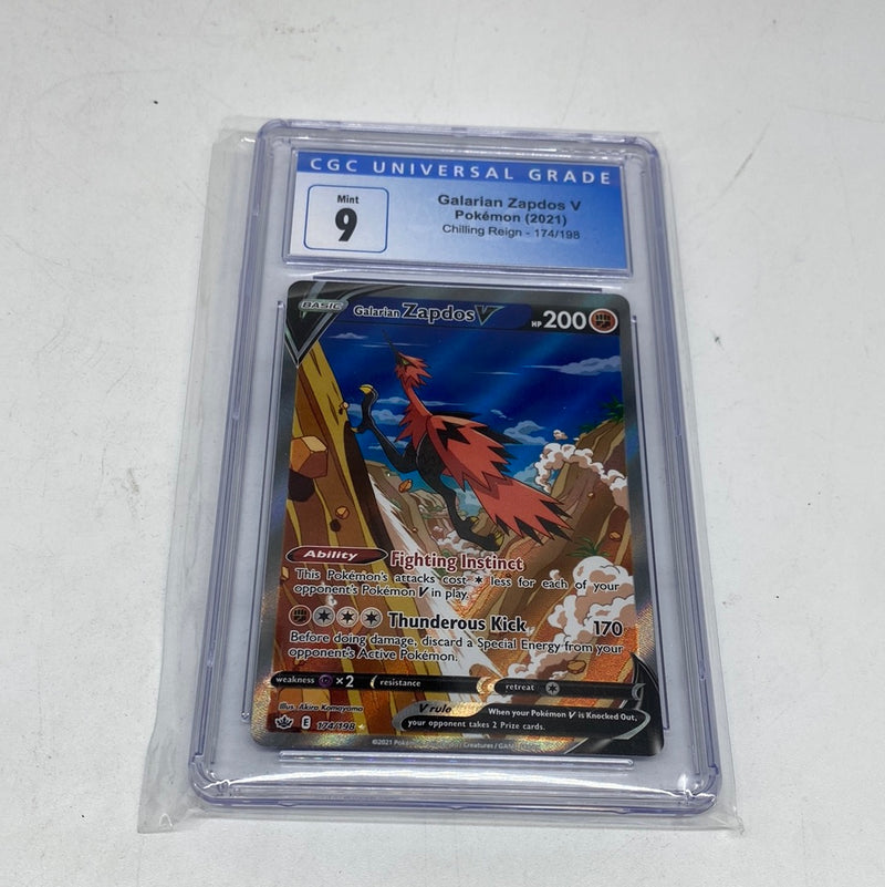 Pokemon Galarian Zapdos V Alternate Art 174/198 Chilling Reign CGC 9 Graded