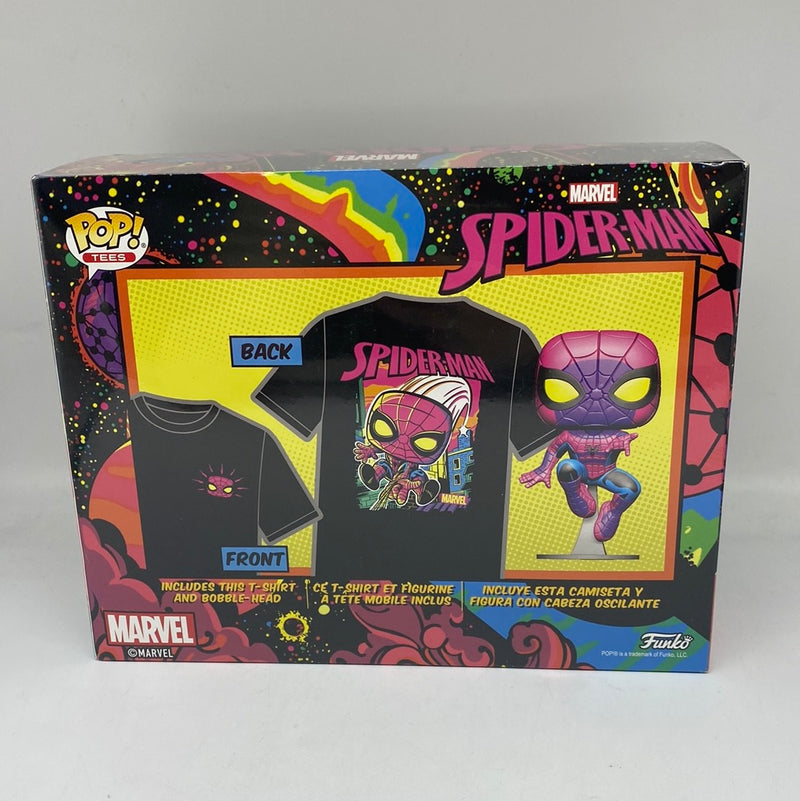 Marvel Black Light Spider-Man POP! & Tee (Xtra Large) Box Funko Pop! Vinyl Set