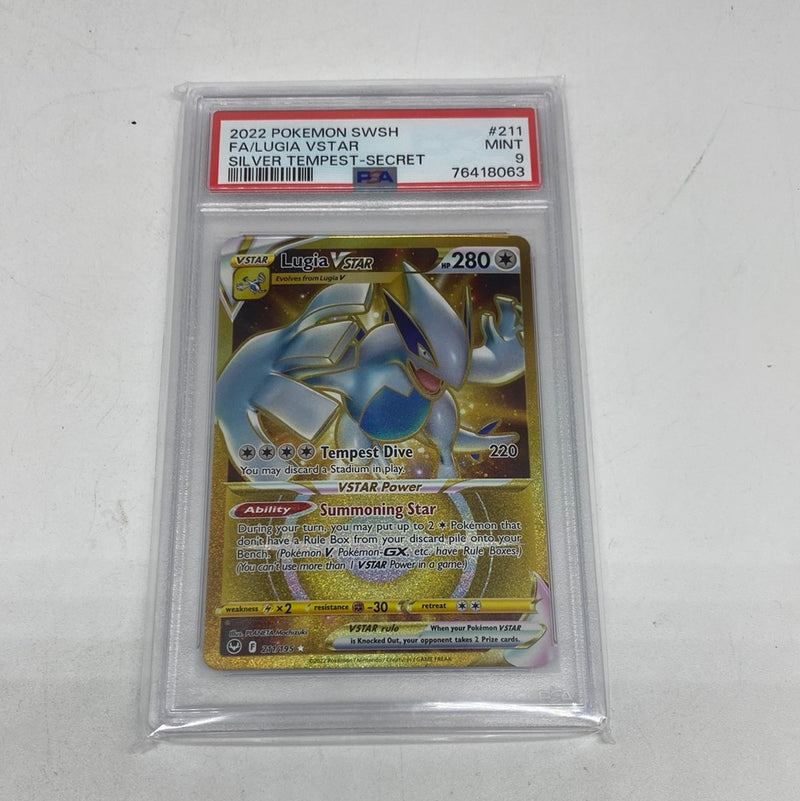 2022 Pokémon SWSH Silver Tempest Lugia Full Art VStar Secret Gold 211/195 PSA 9