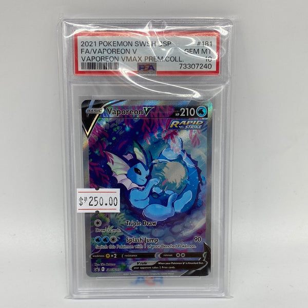 2021 POKEMON SWSH BSP FA/VAPOREON V PSA 10