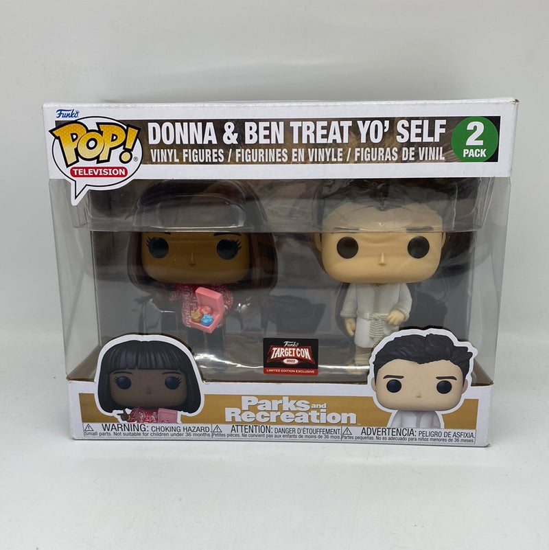 Funko Pop! Television: Parks and Recreation - Donna & Ben Treat Yo' Self 2 Pack Vinyl Figures 2022 Targetcon Limited Edition Exclusive