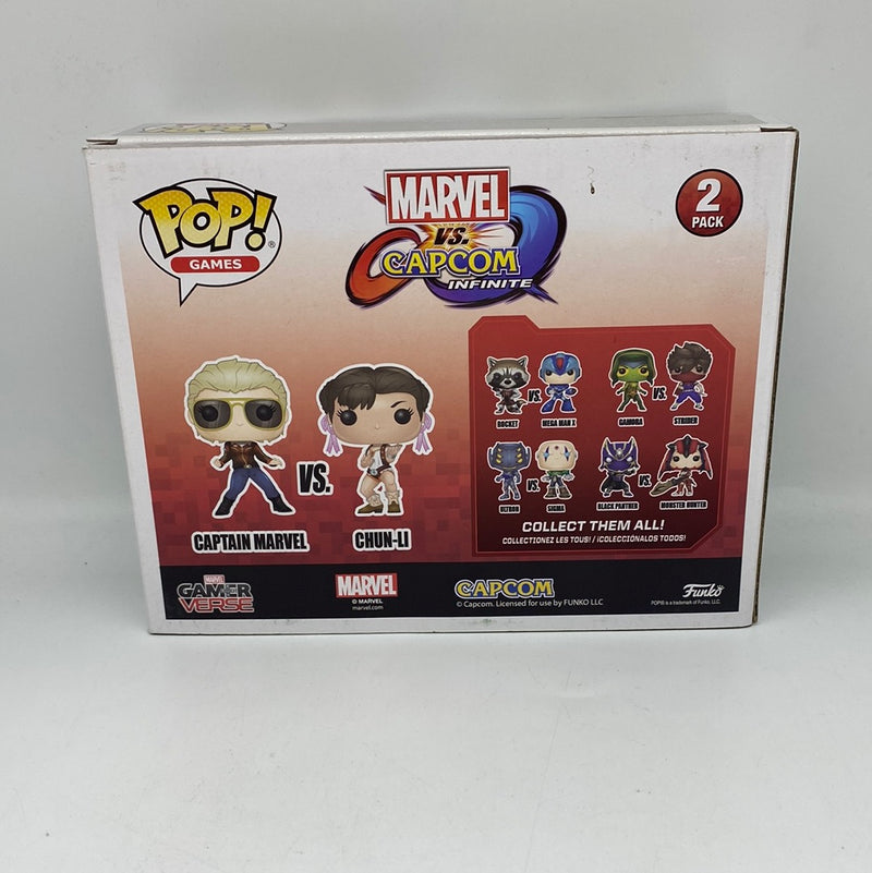 Funko Pop! Games: Gamer Verse Marvel vs. Capcom Infinite - Captain Marvel vs Chun-Li 2 Pack Vinyl Bobble-Heads DAMAGED