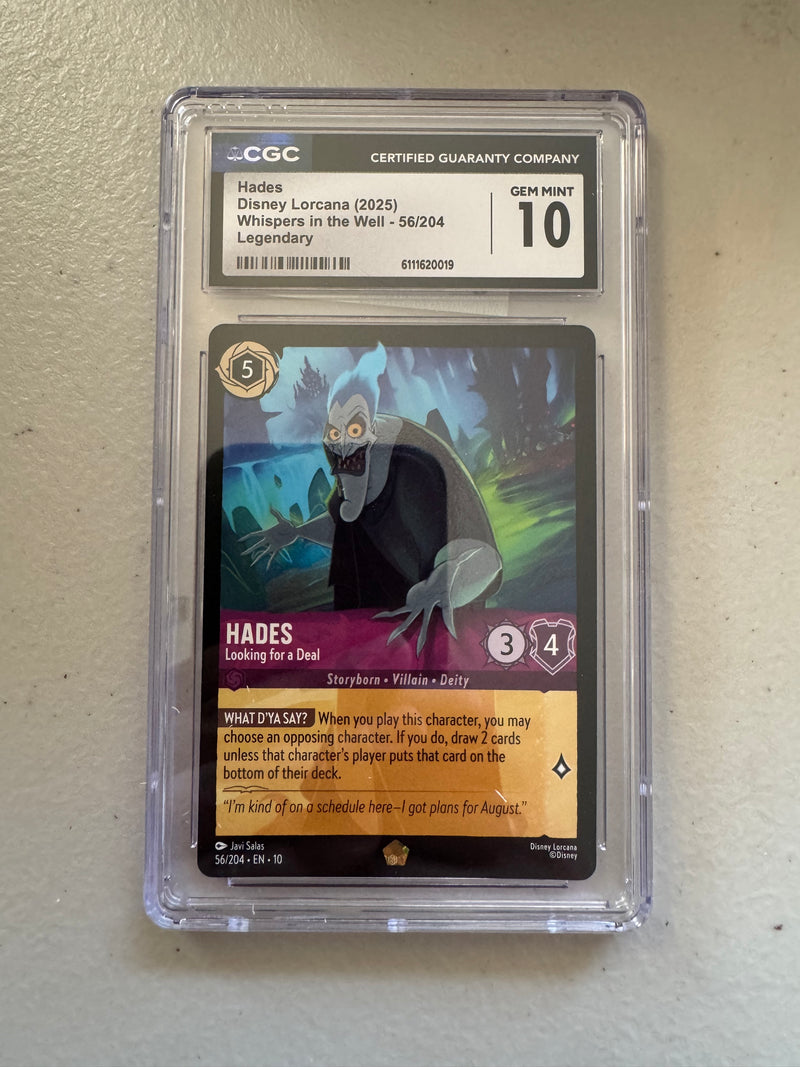 Disney Lorcana Hades – Looking for a Deal #56/204 – Whispers in the Well – CGC 10 Gem Mint