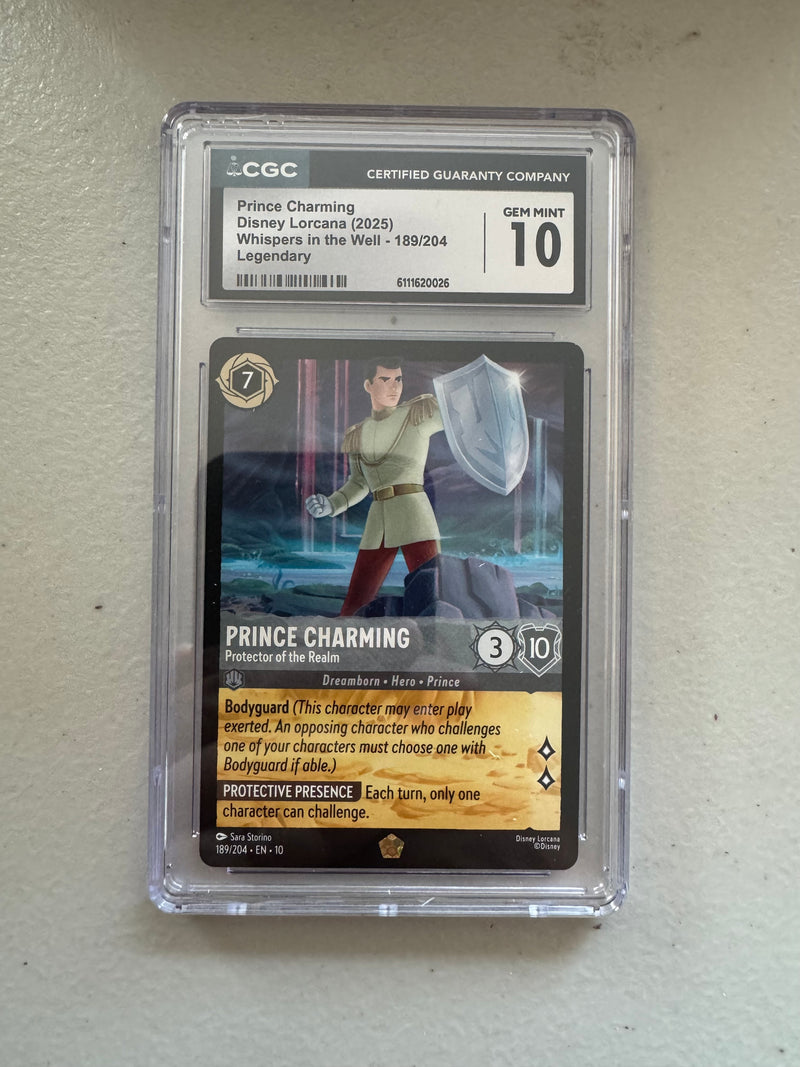 Disney Lorcana Prince Charming 189/204 Legendary – CGC 10 Gem Mint – Whispers in the Well
