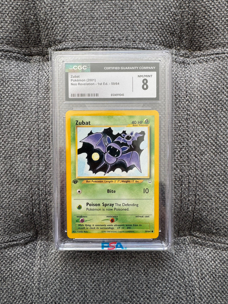 Zubat 59/64 1st Edition – Neo Revelation – CGC 8 NM/Mint – Pokémon TCG 2001