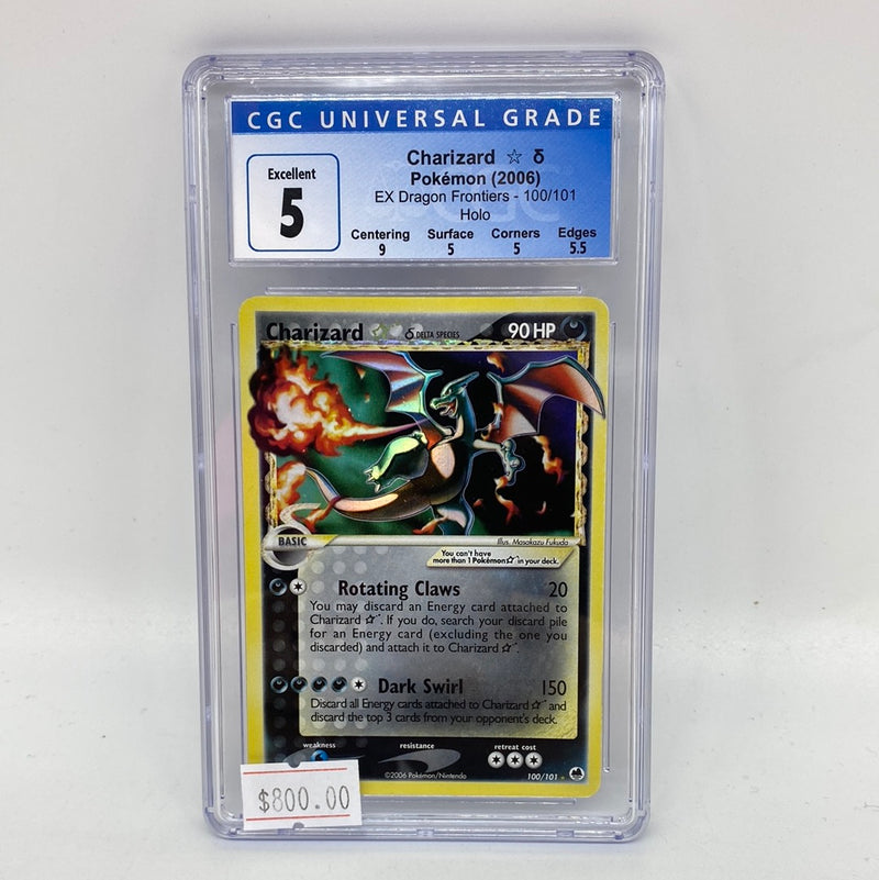 Black Star Charizard Delta Species Pokemon (2006) EX Dragon Frontiers - 100/101 Holo CGC Universal Grade 5 Excellent