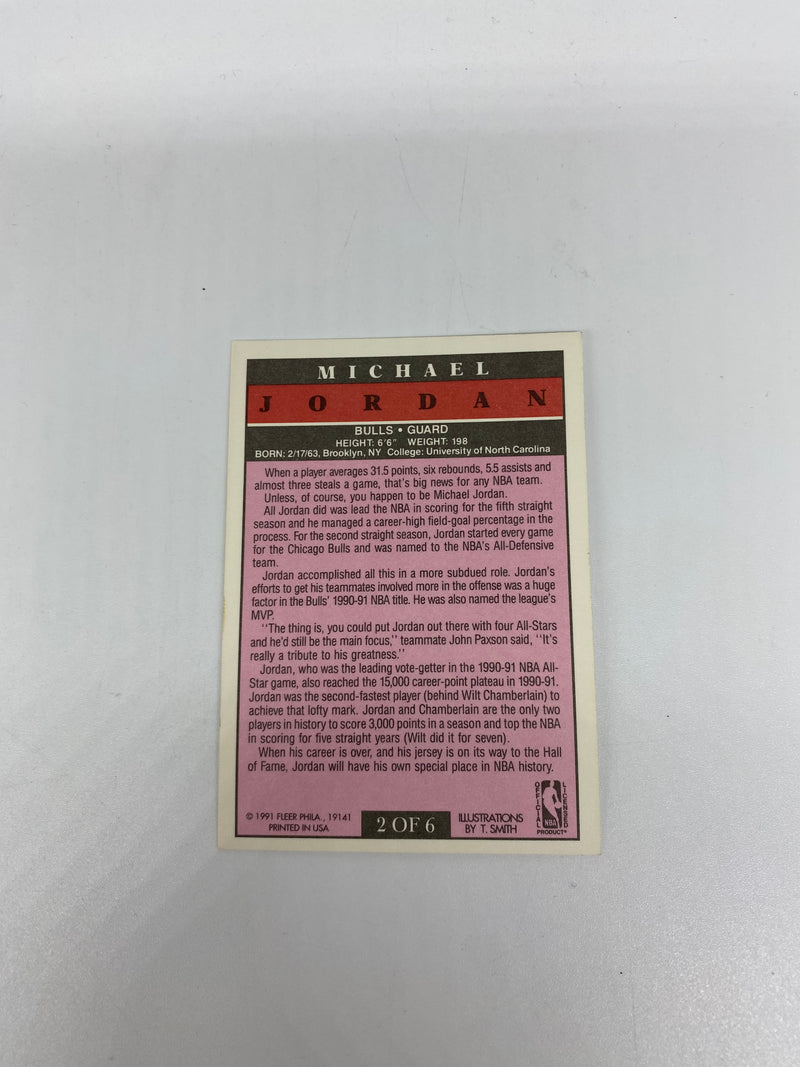 MICHAEL JORDAN Illustration 1991 Fleer Artwork SP Insert 2 of 6 Chica
