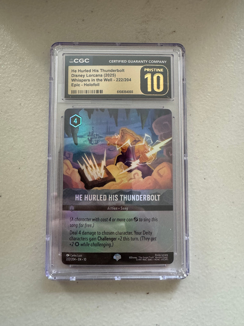 Disney Lorcana He Hurled His Thunderbolt 222/204 Epic Holofoil – CGC Pristine 10 – Whispers in the Well
