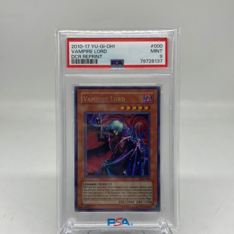 PSA 9 - Yu-Gi-Oh Card - DCR-000 - VAMPIRE LORD (secret rare holo) MINT PSA 9 - Yu-Gi-Oh Card - DCR-000 - VAMPIRE LORD (secret rare holo) MINT