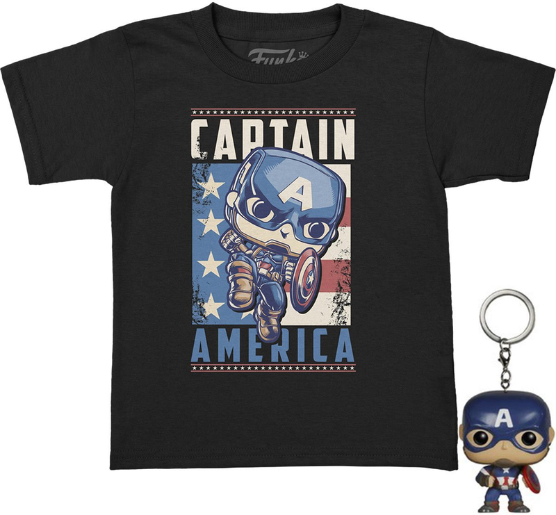 Captain America Funko Pocket Pop! Key Chain with Pop! Small T-Shirt