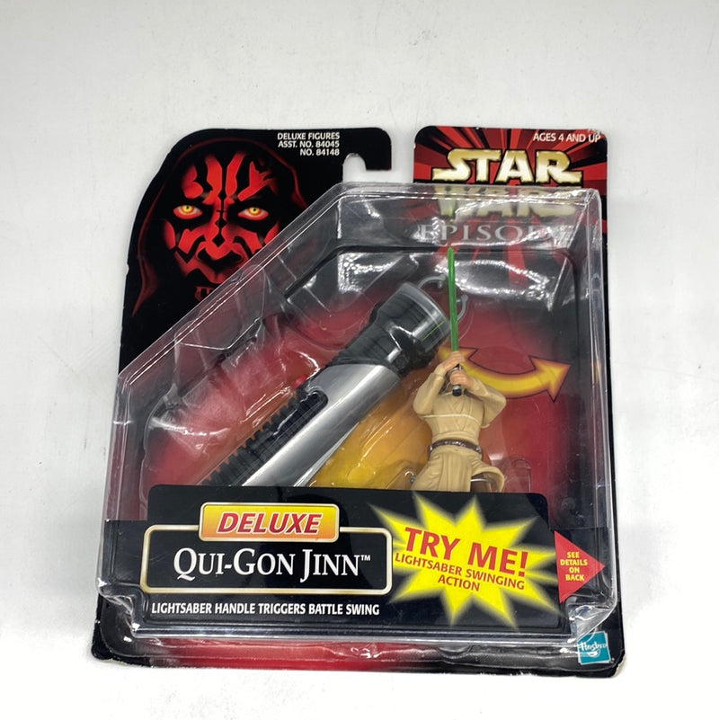 STAR WARS DELUXE QUI-GON JINN FIGURE WITH LIGHTSABER Vintage 1998