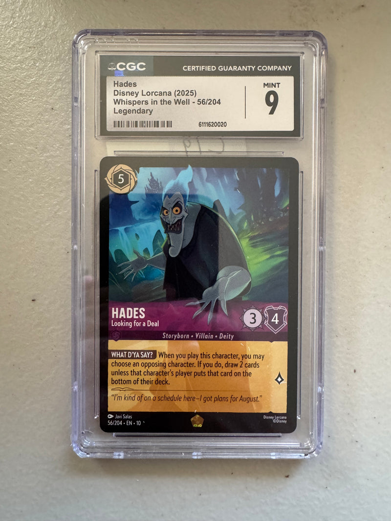 Disney Lorcana Hades – Looking for a Deal #56/204 – Whispers in the Well – CGC 9 Mint