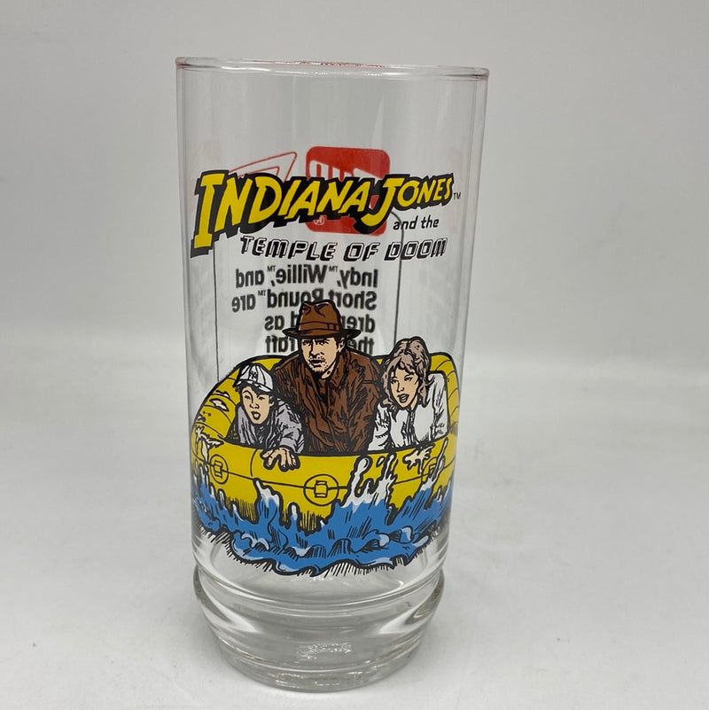 Vintage 1984 INDIANA JONES AND THE TEMPLE OF DOOM Raft 7-Up Glass Lucasfilm Ltd