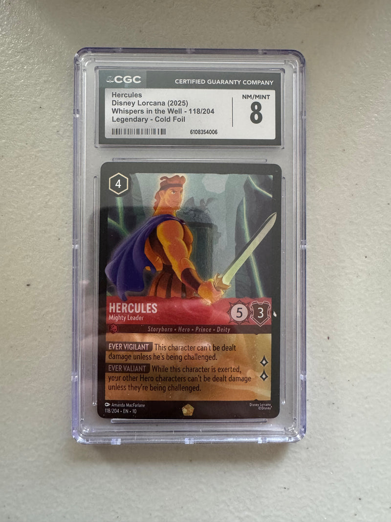 Disney Lorcana Hercules Mighty Leader 118/204 Cold Foil – CGC 8 – Whispers in the Well