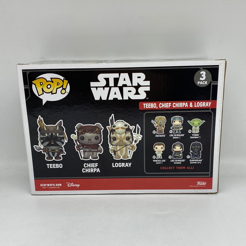 Funko Pop! Star Wars: Teebo, Chief Chirpa & Logray (3-Pack) Vinyl Bobble-Head Walmart Exclusive DAMAGED