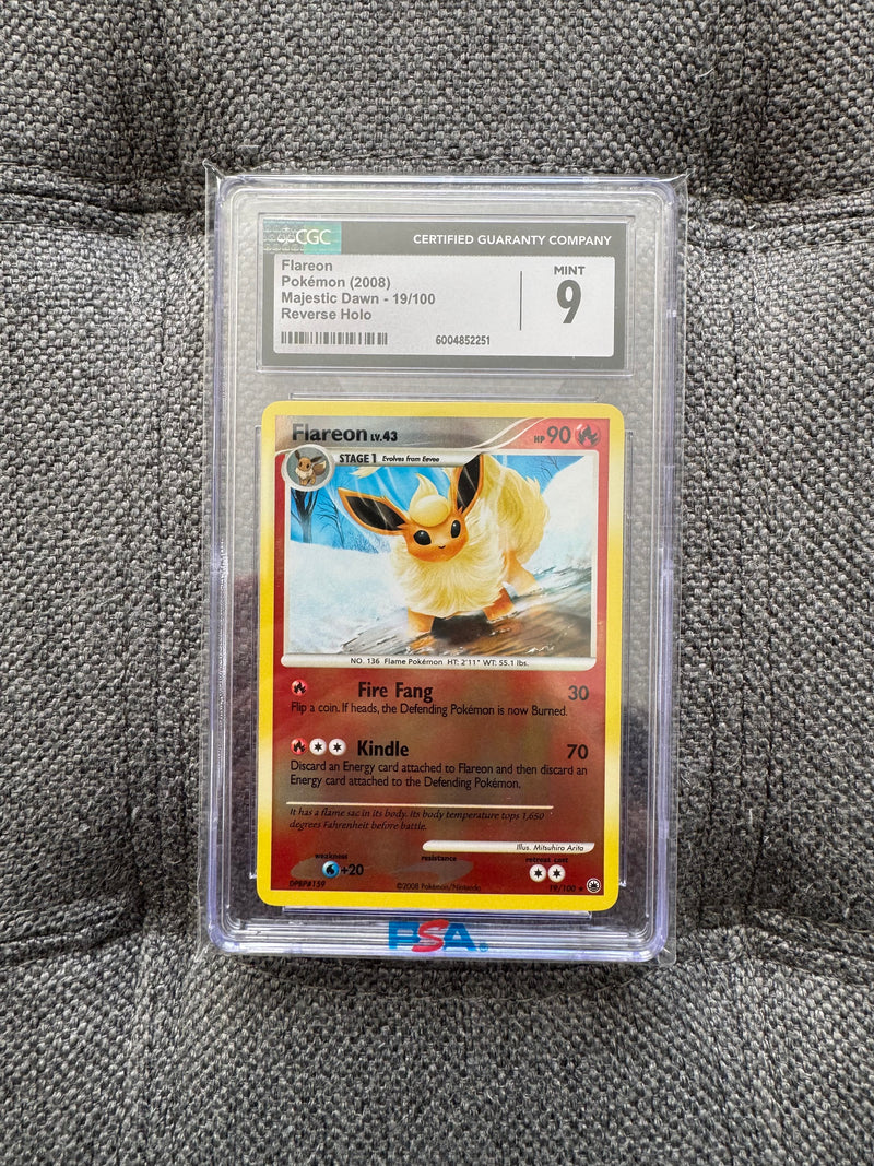 Flareon 19/100 Reverse Holo – Majestic Dawn – CGC 9 Mint – Pokémon TCG 2008