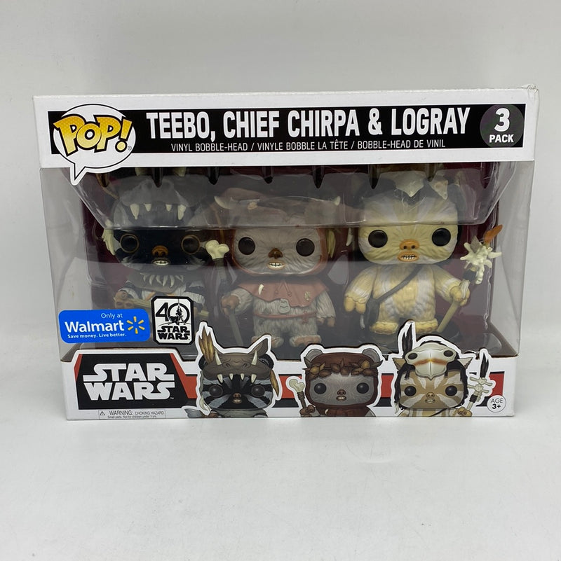 Funko Pop! Star Wars: Teebo, Chief Chirpa & Logray (3-Pack) Vinyl Bobble-Head Walmart Exclusive DAMAGED