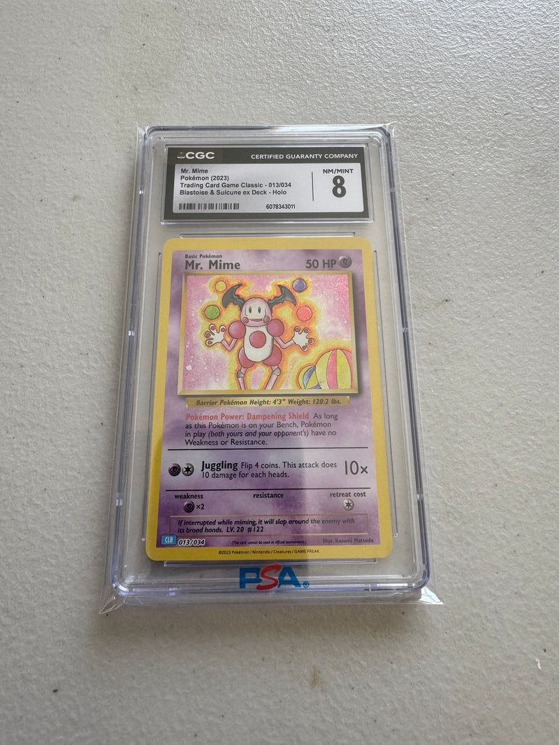 CGC 8 NM/Mint Mr. Mime 013/034 – Pokémon Trading Card Game Classic Blastoise & Suicune ex Deck Holo (2023)