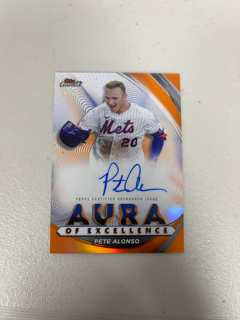 2022 Topps Finest Aura of Excellence Autographs Orange Pete Alonso ON CARD SP/25 Near Mint