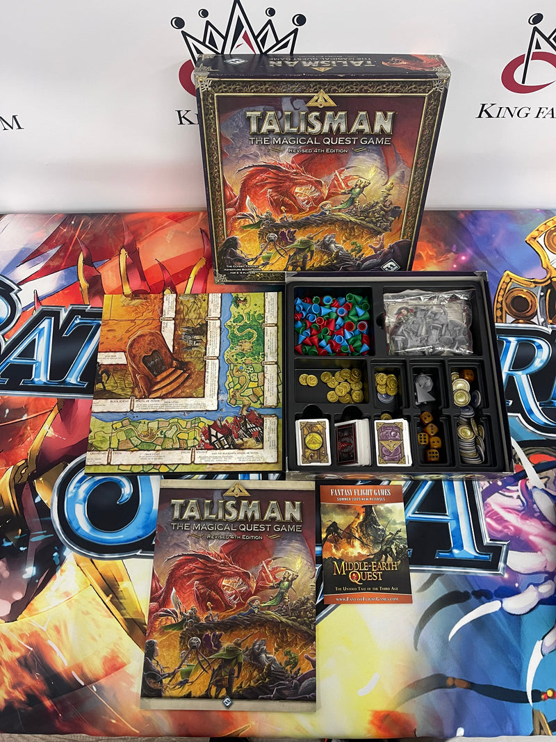 Talisman The Magical Quest Game Revised 4th Edition game board with 6 expansions open box complete with accessories and manual