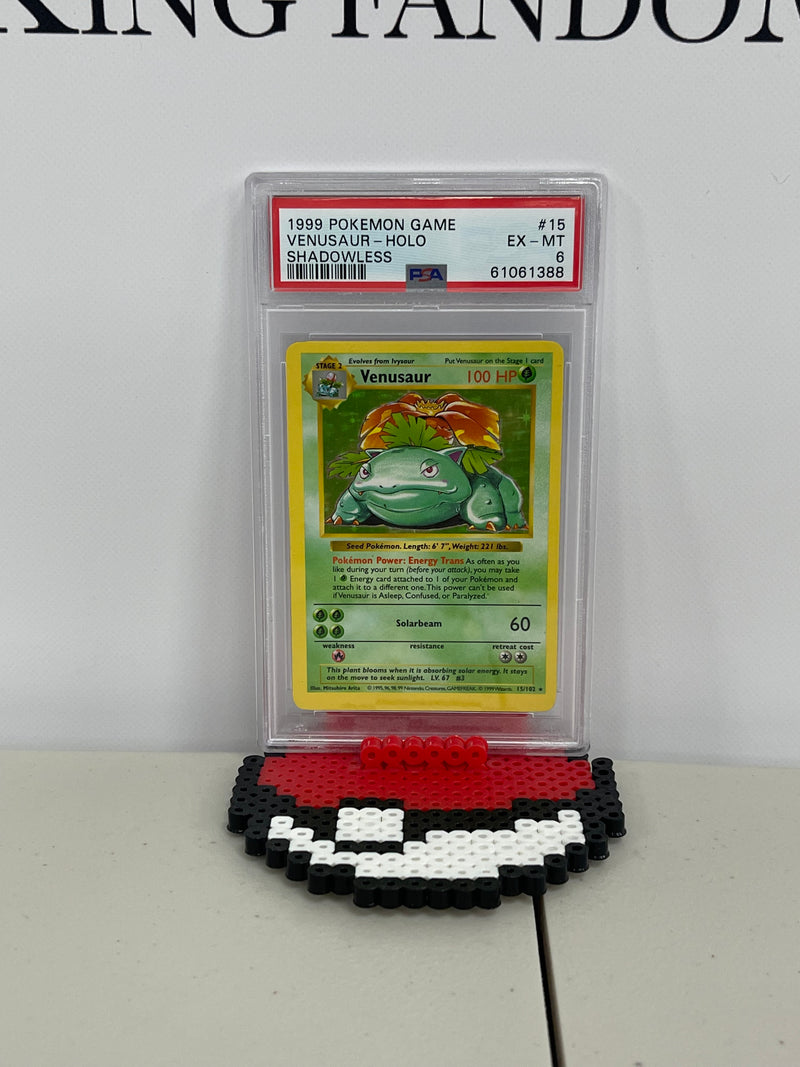 Pokemon PSA 6-1999 Pokemon Base Set Venusaur Shadowless 15/102 Holo Rare EX MT