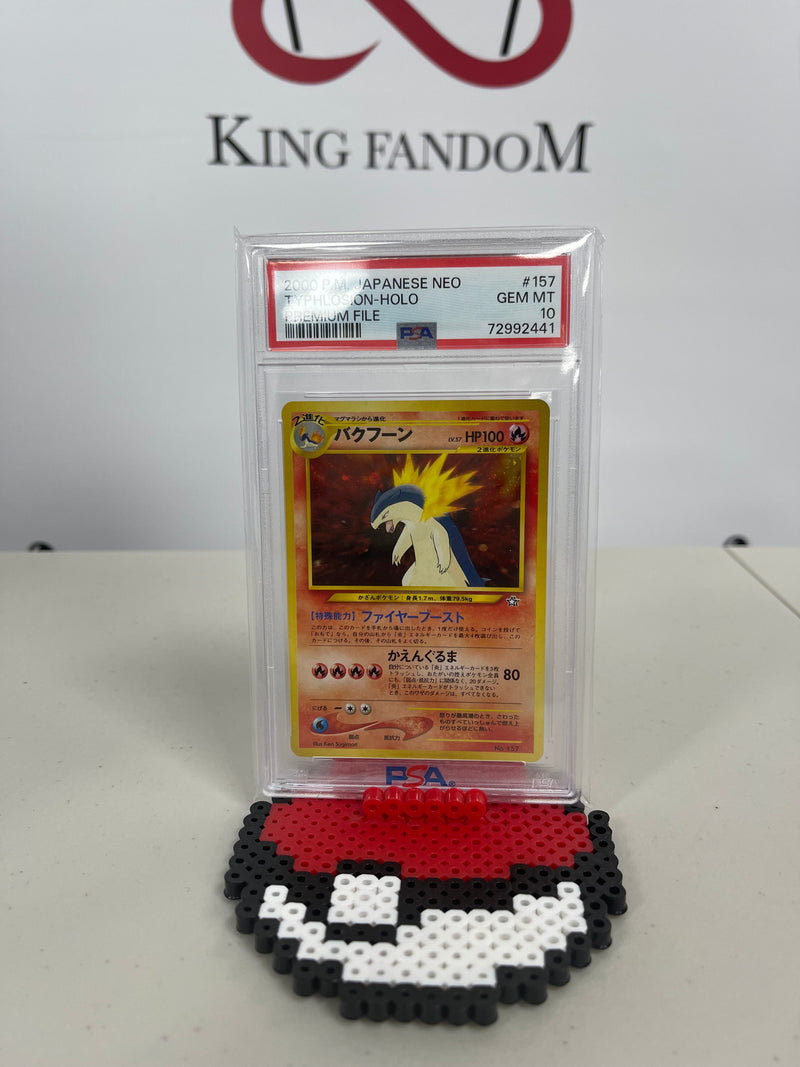 Pokemon 2000 Japanese Neo Genesis Premium File Typhlosion Holo Gem Mint PSA 10