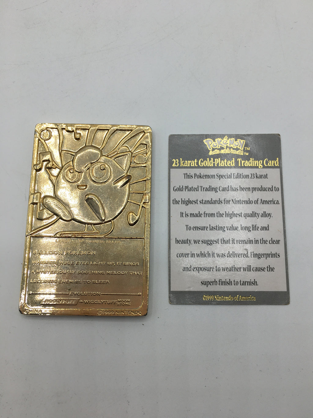 Jigglypuff - 1999 Pokmon 23K Gold Plated Trading Card Limited Edition Jigglypuff - 1999 Pokmon 23K Gold Plated Trading Card Limited Edition