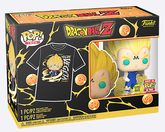 Dragon Ball Z Majin Vegeta GITD Pop! Vinyl and Adult T-Shirt Size XL