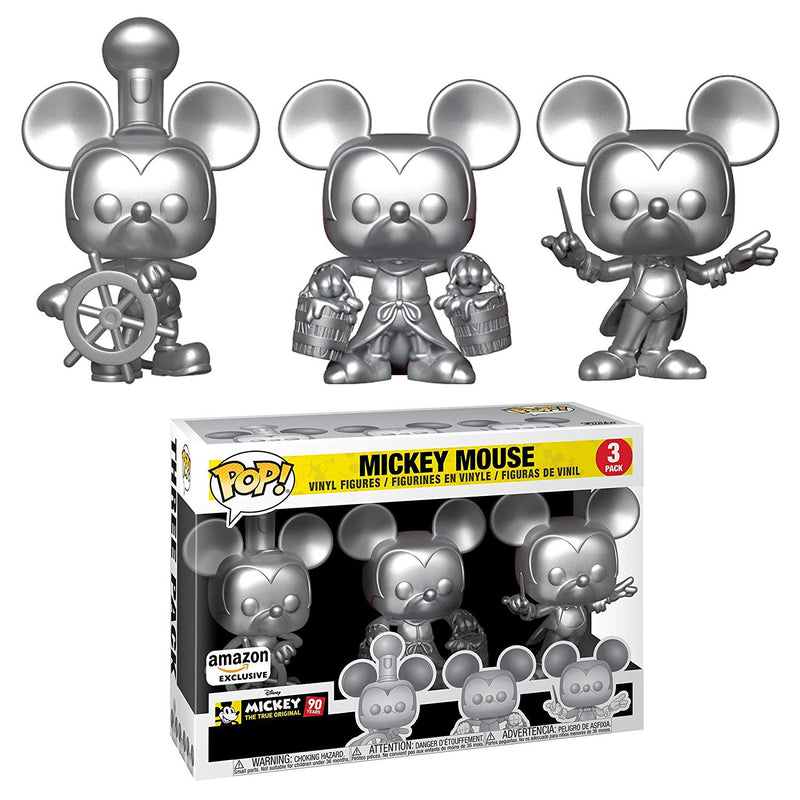 Mickey Mouse (Steamboat Willie, Apprentice, Conductor) (Silver 3-Pack) Amazon Exclusive