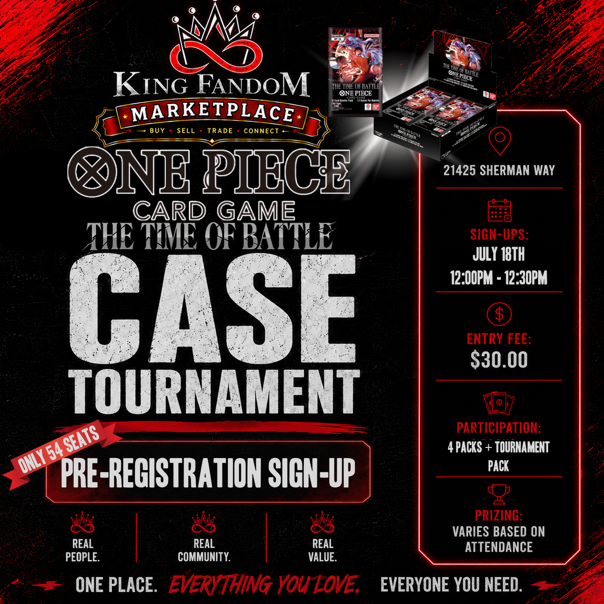 July 18th - One Piece: The Time of Battle Case Tournament PRE-REGISTRATION